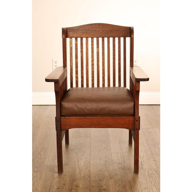 Michigan Chair Company Arts And Crafts Oak Armchair For Sale - Image 10 of 18
