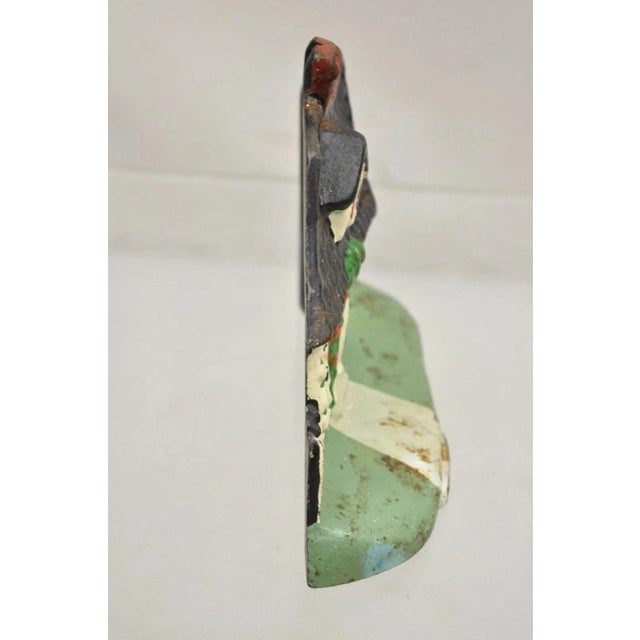 Early 20th Century Antique Victorian Cast Iron Figural Traditional Cottage House Painted Door Stop For Sale - Image 5 of 9