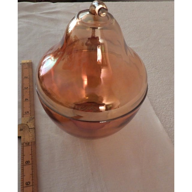 1930s Vintage 1930s Jeannette Carnival Glass Marigold Pear Shaped Candy Jar For Sale - Image 5 of 5