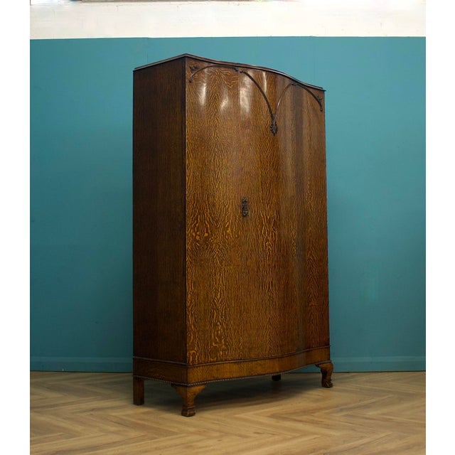 Mid-Century Modern Vintage Art Deco Oak Wardrobe, 1930s For Sale - Image 3 of 12