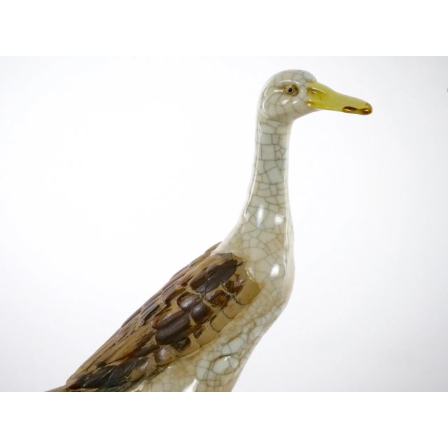 Large Pair English Glazed Porcelain / Terracotta Duck Statues For Sale - Image 10 of 13