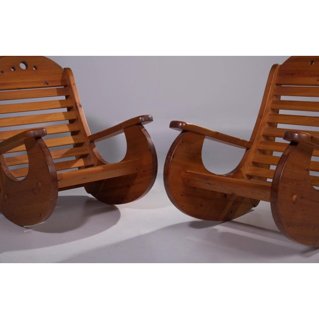 1970s Pine Rocking Chairs by Wasa, 1970s For Sale - Image 5 of 6