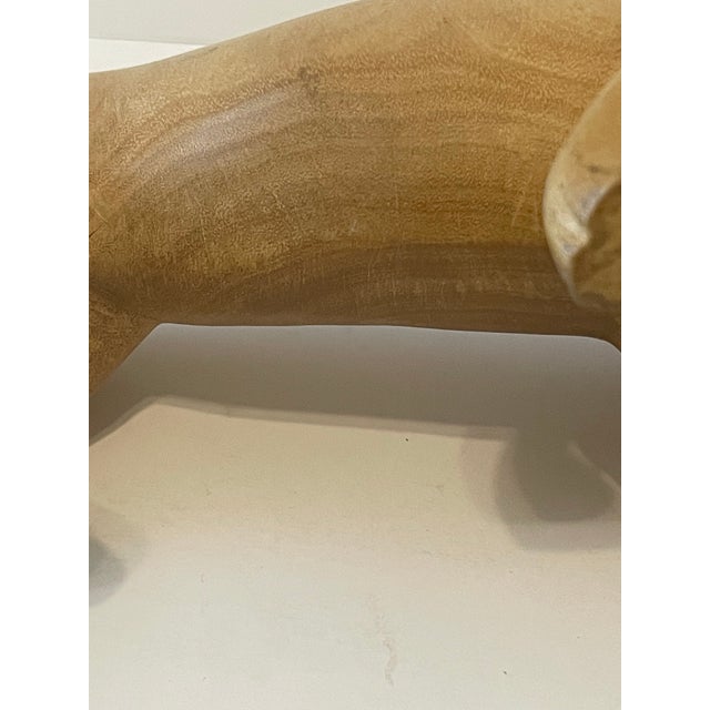 Wood Vintage Kamba Carved Wooden Lion Sculpture For Sale - Image 7 of 10