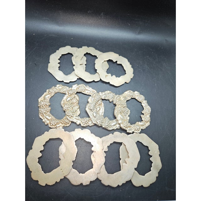 Set of Eleven Antique Beautiful Metal 3d Grape Napkin Rings Holders