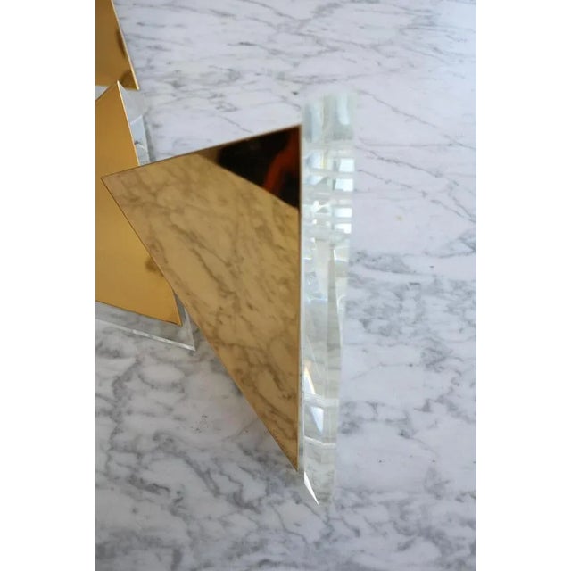 Metal Mid-Century Modern Hollywood Regency Brass Wall Lights in Acrylic Glass, 1980s, Set of 3 For Sale - Image 7 of 13