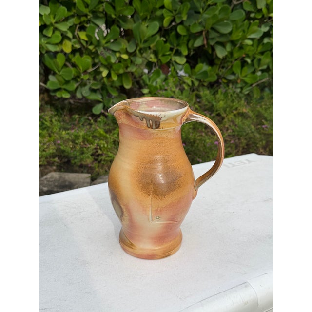 Mid-Century Modern Vintage Handcrafted Studio Pottery Glazed Pitcher For Sale - Image 3 of 11