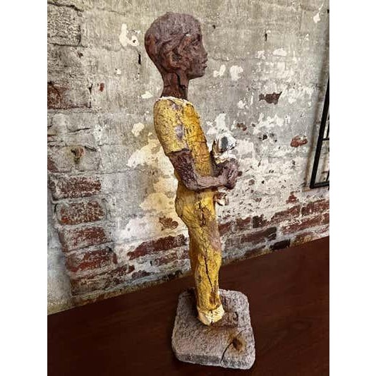 American Primitive Cement Sculpture of Boy with Dog, USA, 1945 For Sale - Image 3 of 9