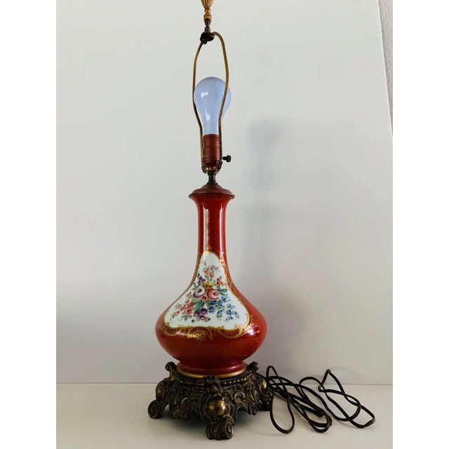 Bronze Antique Table Lamp Porcelain Bronze Chinoiserie For Sale - Image 8 of 12