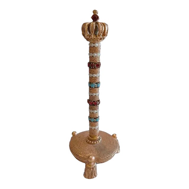 Vintage Florenza Bejeweled Mechanical Pencil With Tasseled Stand For Sale