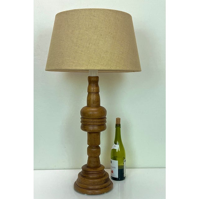 Large Turned Oak Table Lamp, 1960s For Sale - Image 4 of 18