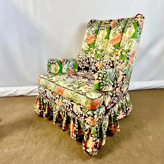 Vintage English Boho Chic Arts & Crafts Drexel Botanical Chintz Flora Lounge Chair, Reupholstered. For Sale - Image 11 of 12
