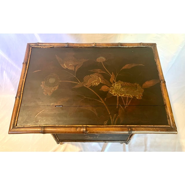 Antique Scorched Bamboo Folding Trays Tea Table For Sale - Image 16 of 18