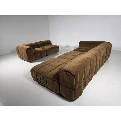 Arflex Modular Strips Sofa in Brown Velvet by Cini Boeri for Arflex, 1970s, Set of 5 For Sale - Image 4 of 11