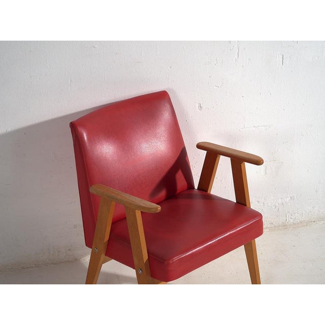 Mid-Century Modern Vintage Red Armchair with Armrests, 1960s For Sale - Image 3 of 10
