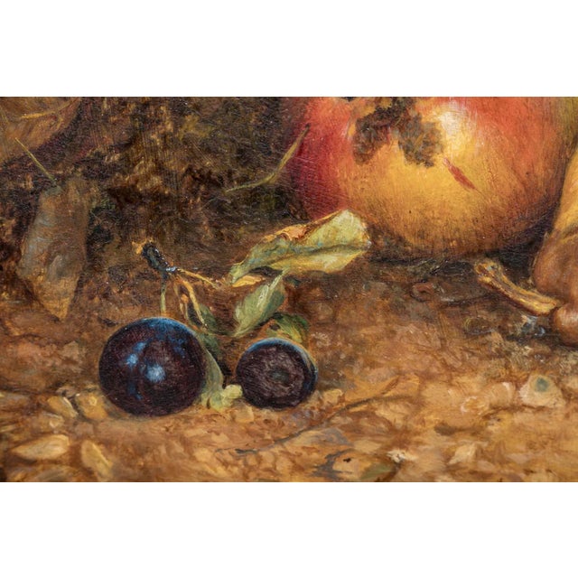American Charles E. Lang (American 1827 - 1895) Antique 19th Century Still Life Oil Painting of Fruit - Pear and Apple For Sale - Image 3 of 8