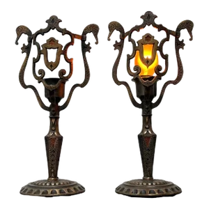 Pair of 1920s Spanish Revival "Wedding" Table Lamps, Original Finish