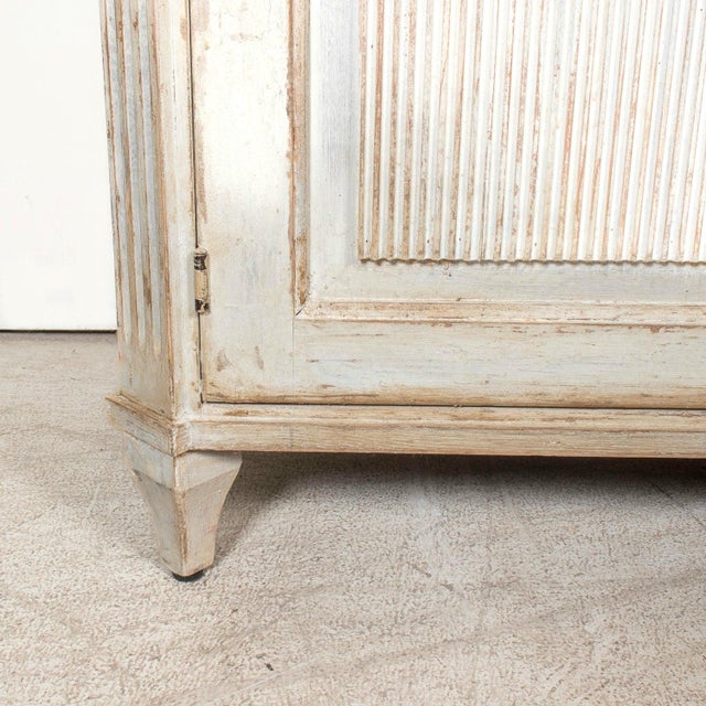 Wood Handcrafted Gustavian Style Painted Buffet With Reeded Front For Sale - Image 7 of 17