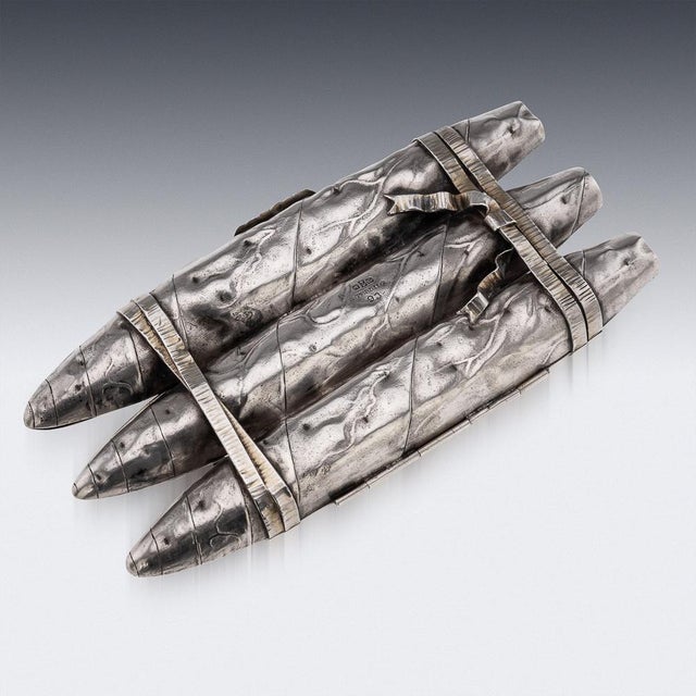 Silver Antique American Silver Cigar Case, 1880 For Sale - Image 8 of 18