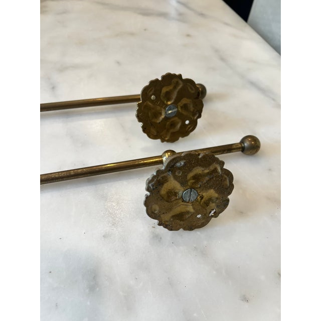 Pair of vintage solid brass towel bars with a leaf rosette in the back. You can adjust where the rosette slides on the...