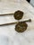 Pair of vintage solid brass towel bars with a leaf rosette in the back. You can adjust where the rosette slides on the...