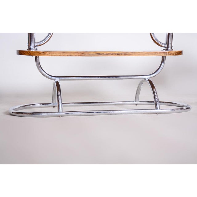 Bauhaus Bauhaus Flower Stand in Oak & Chrome, Czech, 1930s For Sale - Image 3 of 15