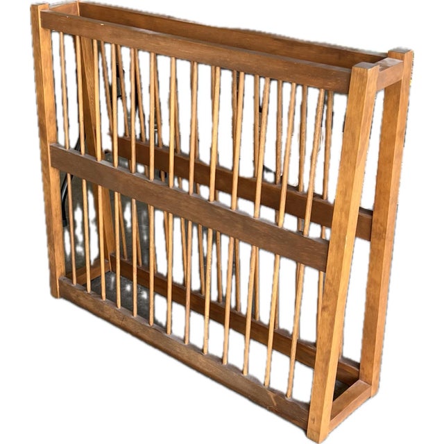 Rare vintage wood plate, platter holder. Classic V shape, narrower at the top, 7 inches, deeper at the bottom, 11 inches....