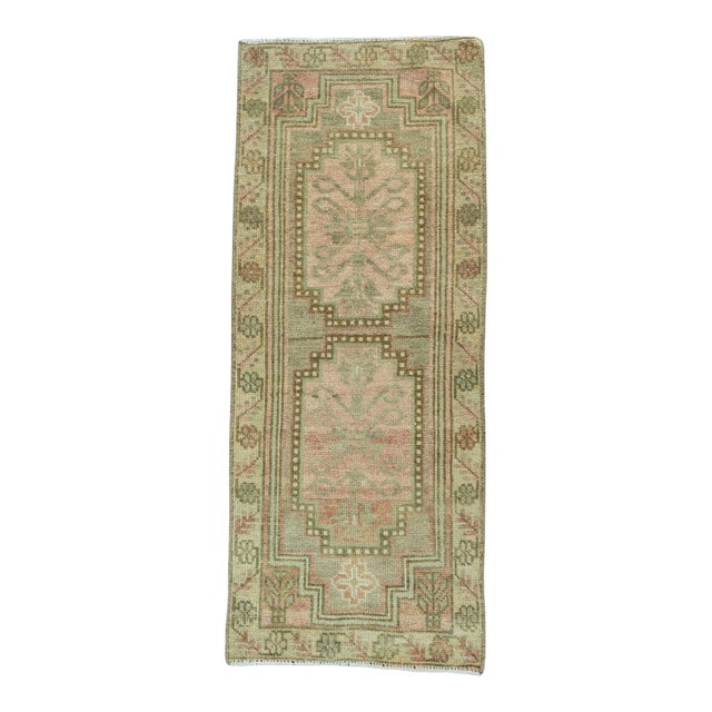 Turkish Mini Rug Oriental Hand Knotted Vintage Rug 1'5" x 3'6" #20735 For Sale