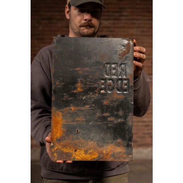 c. 1930s; Wyoming Shovel Works - Wyoming, PA A bold tin litho-style advertising sign promoting the "Red Edge" miner's...