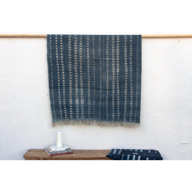 Vintage African Moss "Koupela Cadence" Indigo Throw For Sale In Los Angeles - Image 6 of 6