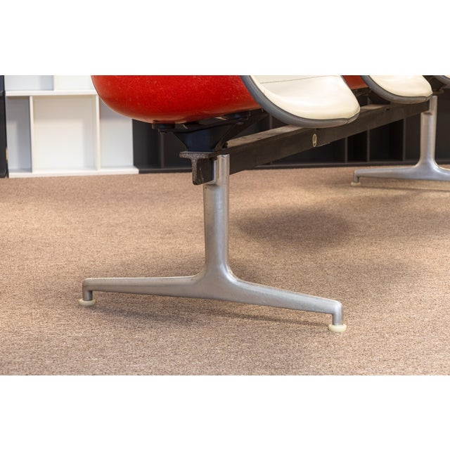 White Charles & Ray Eames Herman Miller Tandem 4 Seat Fiberglass Shell Chair Bench For Sale - Image 8 of 8
