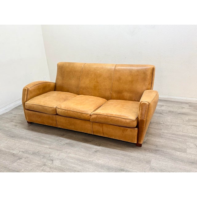 French French Leather Vintage Sofa For Sale - Image 3 of 12