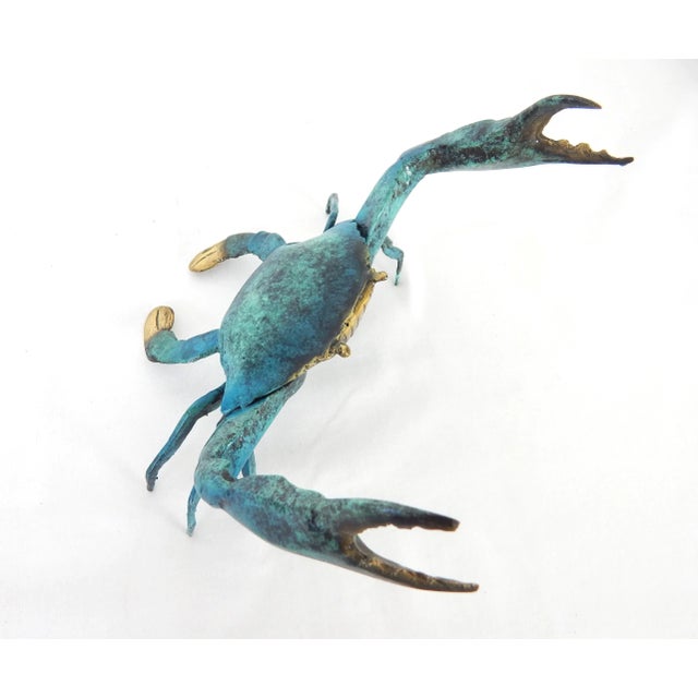 Late 20th Century Enameled Brass Blue Crab Figure For Sale In Orlando - Image 6 of 12
