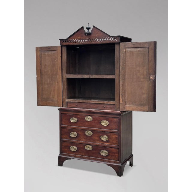 Small Antique George III Oak Housekeepers Cabinet, C1770 For Sale - Image 4 of 13