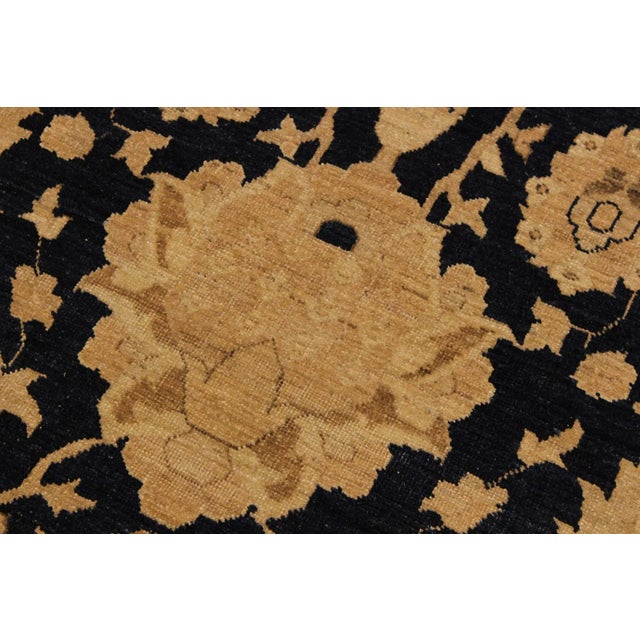 1980s 1980s Semi-Vintage Distressed Low-Pile Dark. Blue/Dark Gold Wool Rug - 10'3 X 13'5 For Sale - Image 5 of 8