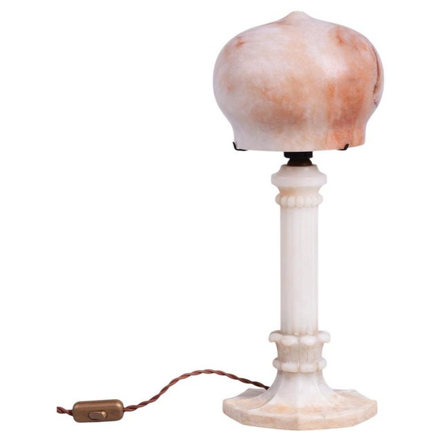 Art Deco Table Lamp in Marble and Alabaster, France, 1920s For Sale - Image 10 of 10
