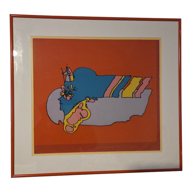 1970s Signed Peter Max "Remembering the Flight" Print For Sale