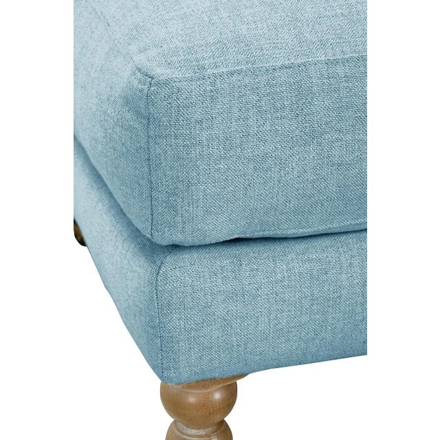 Greta Ottoman, Sky Linen For Sale - Image 4 of 7