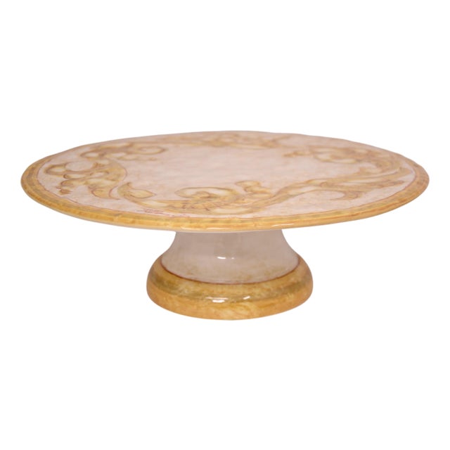 Italian Vietri 13" Pedestal Stand Cake Platter For Sale