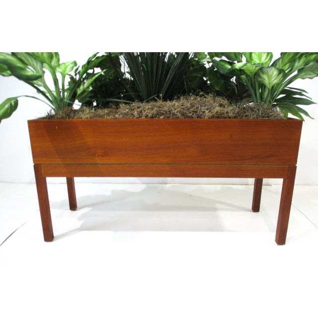 Teak Indoor Planter With Silk Plants Denmark For Sale - Image 9 of 10