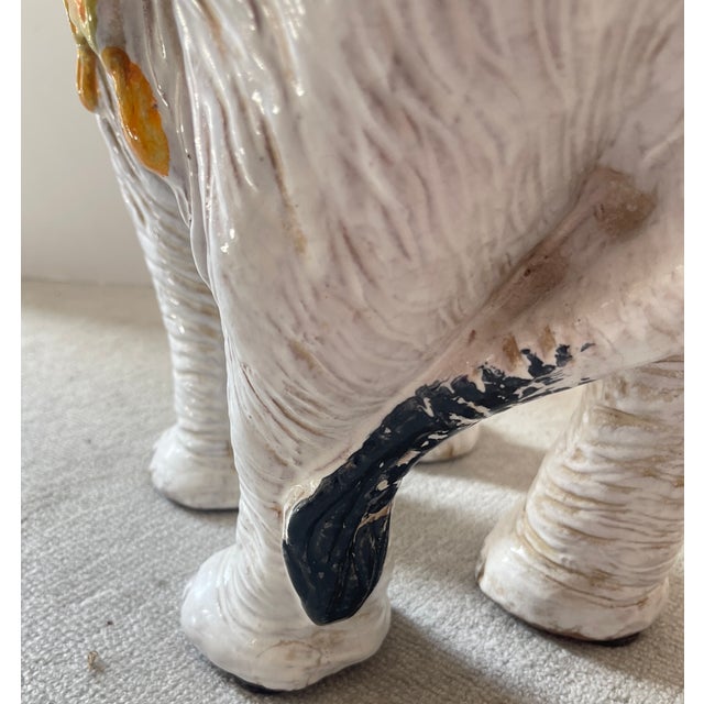 Italian Glazed Terracotta Elephant Garden Seat, 1950s For Sale - Image 10 of 10