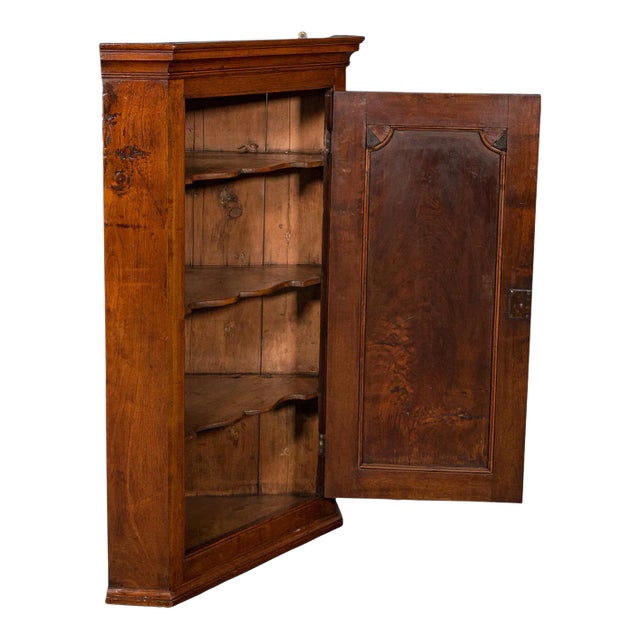 1780s Georgian Antique Corner Cabinet, English, Wall Cupboard, Floor Standing For Sale