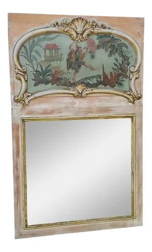 French Chinoiserie Trumeau With Vintage Elements