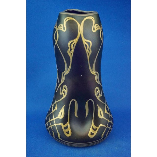 Purple Blown Glass Vase with Gold Decorations by Julius Camillo De Maess, 1890s For Sale - Image 3 of 18