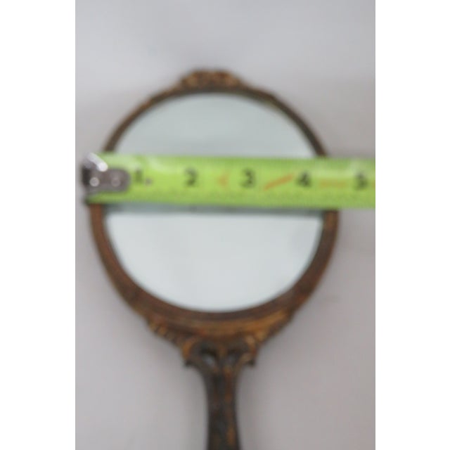 E&jb Empire Jeweled Hand Held Vanity Mirror 1920s Filigree Ornate Brass 4773b For Sale - Image 9 of 16