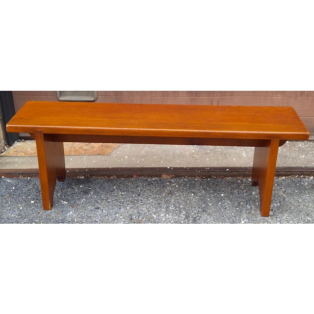 20th Century Early American Style Stained Fruitwood Bench For Sale In Washington DC - Image 6 of 9