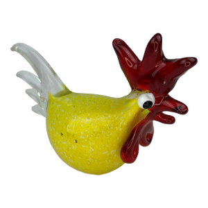 Vintage Yellow Glass Rooster Figurine