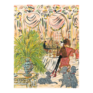 Luncheon Lady and Her Poodles Print by Pauline De Roussy De Sales