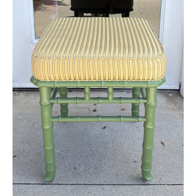 Charles Pollock for William Switzer Green Faux Bamboo Footstool Bench - 1 of 2 available.
