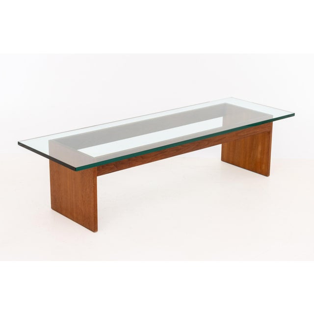 Brown Glass Top Teak Coffee Table For Sale - Image 8 of 8