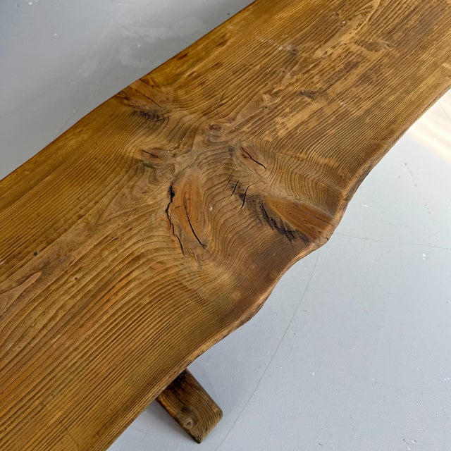 Vintage Wooden Brown Bench, 1970s For Sale - Image 11 of 12